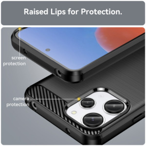 Husa Supreme Carbon compatibila cu Xiaomi Redmi 12 5G, Protectie precisa, Design canelat, Margini ranforsate, Anti-amprente, Negru