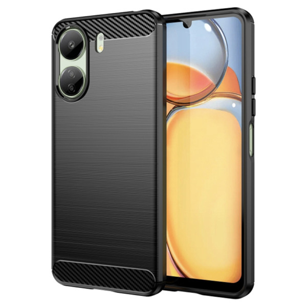 Husa Supreme Carbon compatibila cu Xiaomi Redmi 13C 4G, Protectie precisa, Design canelat, Margini ranforsate, Anti-amprente, Negru