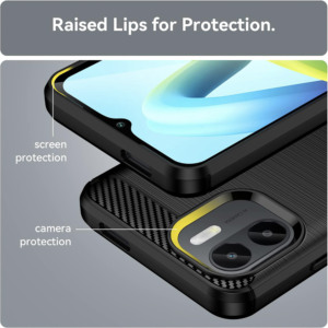 Husa Supreme Carbon compatibila cu Xiaomi Redmi A1, Protectie precisa, Design canelat, Margini ranforsate, Anti-amprente, Negru