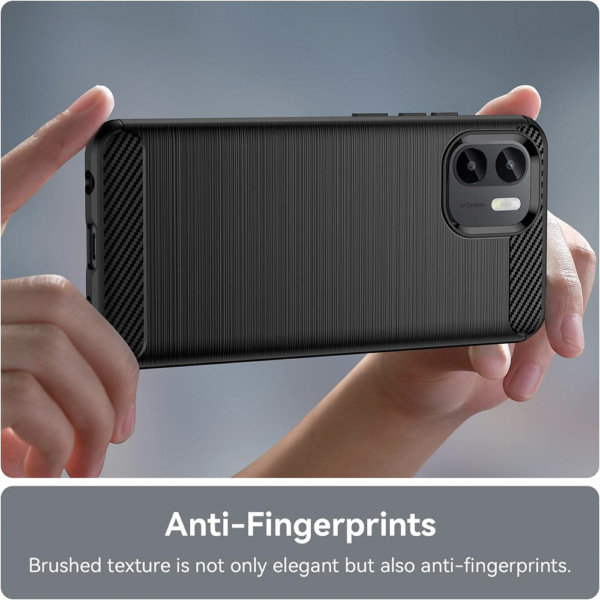 Husa Supreme Carbon compatibila cu Xiaomi Redmi A1, Protectie precisa, Design canelat, Margini ranforsate, Anti-amprente, Negru