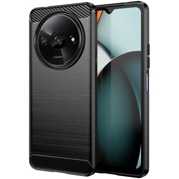 Husa Supreme Carbon compatibila cu Xiaomi Redmi A3, Protectie precisa, Design canelat, Margini ranforsate, Anti-amprente, Negru