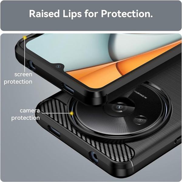 Husa Supreme Carbon compatibila cu Xiaomi Redmi A3, Protectie precisa, Design canelat, Margini ranforsate, Anti-amprente, Negru