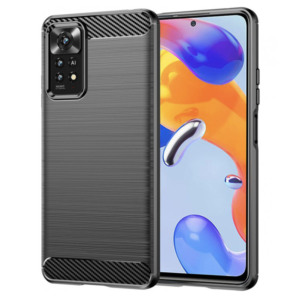 Husa Supreme Carbon compatibila cu Xiaomi Redmi Note 11 Pro 4G, Protectie precisa, Design canelat, Margini ranforsate, Anti-amprente, Negru