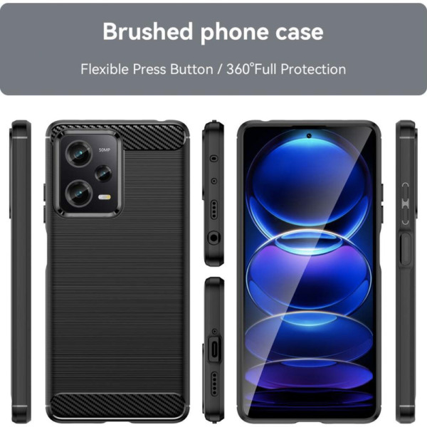 Husa Supreme Carbon compatibila cu Xiaomi Redmi Note 12 Pro 5G, Protectie precisa, Design canelat, Margini ranforsate, Anti-amprente, Negru