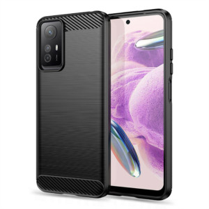 Husa Supreme Carbon compatibila cu Xiaomi Redmi Note 12S, Protectie precisa, Design canelat, Margini ranforsate, Anti-amprente, Negru