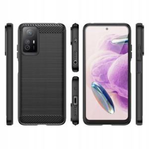 Husa Supreme Carbon compatibila cu Xiaomi Redmi Note 12S, Protectie precisa, Design canelat, Margini ranforsate, Anti-amprente, Negru