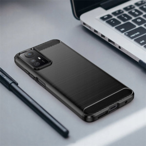 Husa Supreme Carbon compatibila cu Xiaomi Redmi Note 12S, Protectie precisa, Design canelat, Margini ranforsate, Anti-amprente, Negru