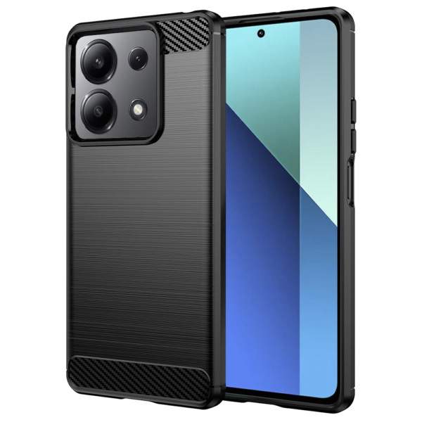 Husa Supreme Carbon compatibila cu Xiaomi Redmi Note 13 4G, Protectie precisa, Design canelat, Margini ranforsate, Anti-amprente, Negru