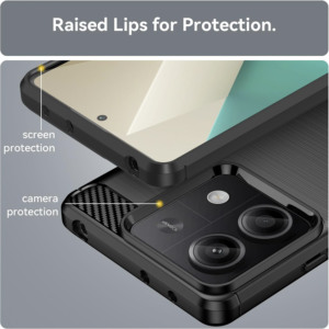 Husa Supreme Carbon compatibila cu Xiaomi Redmi Note 13 4G, Protectie precisa, Design canelat, Margini ranforsate, Anti-amprente, Negru