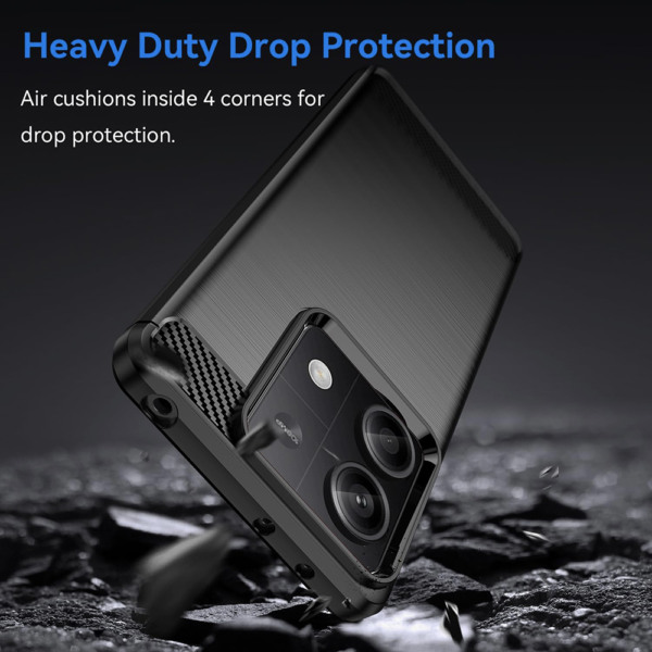 Husa Supreme Carbon compatibila cu Xiaomi Redmi Note 13 4G, Protectie precisa, Design canelat, Margini ranforsate, Anti-amprente, Negru