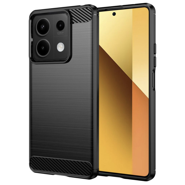 Husa Supreme Carbon compatibila cu Xiaomi Redmi Note 13 5G, Protectie precisa, Design canelat, Margini ranforsate, Anti-amprente, Negru