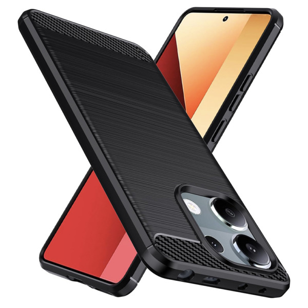 Husa Supreme Carbon compatibila cu Xiaomi Redmi Note 13 Pro 4G, Protectie precisa, Design canelat, Margini ranforsate, Anti-amprente, Negru