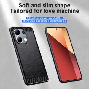 Husa Supreme Carbon compatibila cu Xiaomi Redmi Note 13 Pro 4G, Protectie precisa, Design canelat, Margini ranforsate, Anti-amprente, Negru