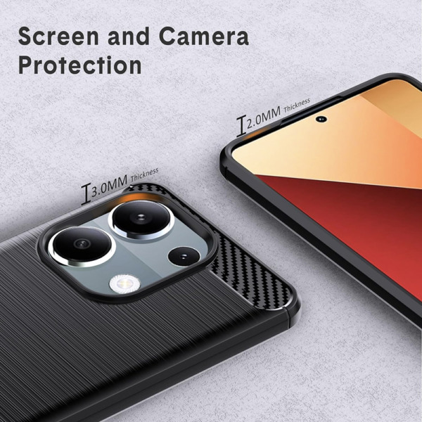 Husa Supreme Carbon compatibila cu Xiaomi Redmi Note 13 Pro 4G, Protectie precisa, Design canelat, Margini ranforsate, Anti-amprente, Negru