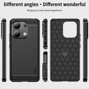 Husa Supreme Carbon compatibila cu Xiaomi Redmi Note 13 Pro 4G, Protectie precisa, Design canelat, Margini ranforsate, Anti-amprente, Negru