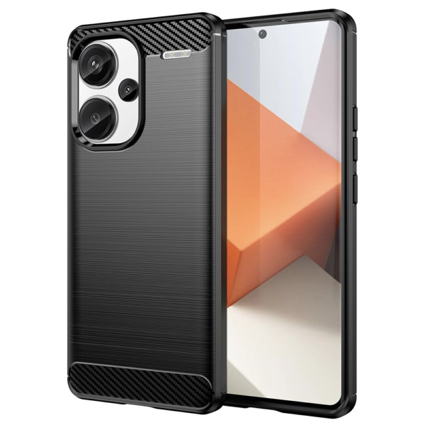 Husa Supreme Carbon compatibila cu Xiaomi Redmi Note 13 Pro Plus / Note 13 Pro +, Protectie precisa, Design canelat, Margini ranforsate, Anti-amprente, Negru