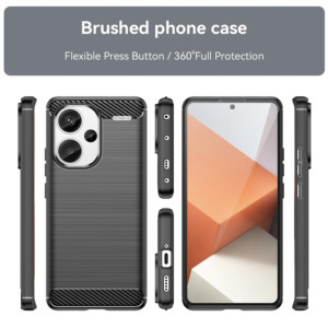 Husa Supreme Carbon compatibila cu Xiaomi Redmi Note 13 Pro Plus / Note 13 Pro +, Protectie precisa, Design canelat, Margini ranforsate, Anti-amprente, Negru