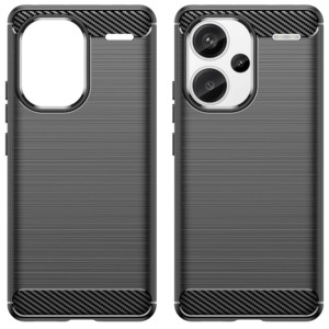 Husa Supreme Carbon compatibila cu Xiaomi Redmi Note 13 Pro Plus / Note 13 Pro +, Protectie precisa, Design canelat, Margini ranforsate, Anti-amprente, Negru