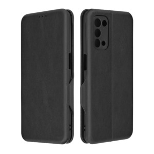 Husa Power Magnet compatibila cu OnePlus Nord N200 5G, Interior catifea, Exterior piele, Tip carte, Suport card, Protectie camere, Inchidere magnetica, Negru