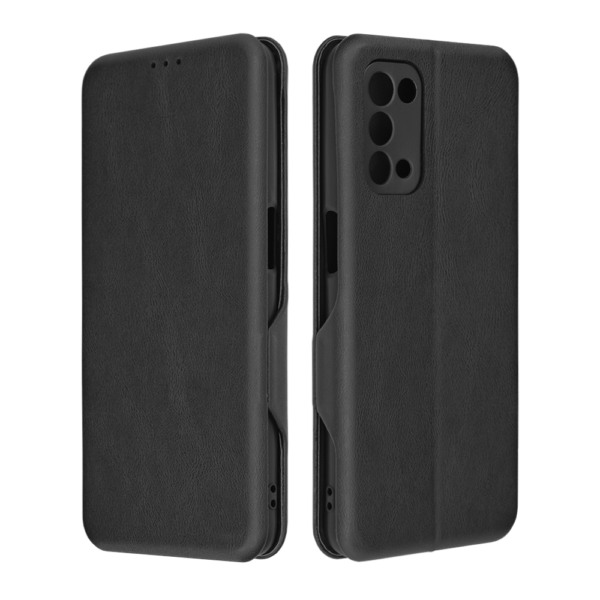 Husa Power Magnet compatibila cu OnePlus Nord N200 5G, Interior catifea, Exterior piele, Tip carte, Suport card, Protectie camere, Inchidere magnetica, Negru