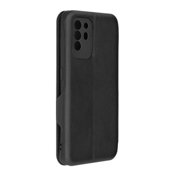 Husa Power Magnet compatibila cu Oppo A74 4G / A95, Interior catifea, Exterior piele, Tip carte, Suport card, Protectie camere, Inchidere magnetica, Negru