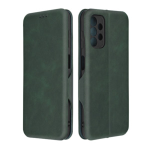 Husa Power Magnet compatibila cu Samsung Galaxy A13 4G, Interior catifea, Exterior piele, Tip carte, Suport card, Protectie camere, Inchidere magnetica, Verde Inchis