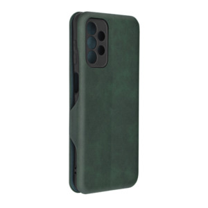 Husa Power Magnet compatibila cu Samsung Galaxy A23 4G / A23 5G, Interior catifea, Exterior piele, Tip carte, Suport card, Protectie camere, Inchidere magnetica, Verde inchis