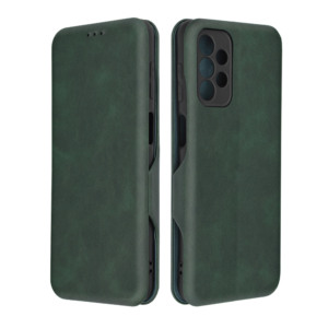 Husa Power Magnet compatibila cu Samsung Galaxy A23 4G / A23 5G, Interior catifea, Exterior piele, Tip carte, Suport card, Protectie camere, Inchidere magnetica, Verde inchis