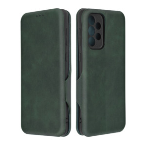 Husa Power Magnet compatibila cu Samsung Galaxy A33 5G, Interior catifea, Exterior piele, Tip carte, Suport card, Protectie camere, Inchidere magnetica, Verde inchis