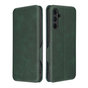 Husa Power Magnet compatibila cu Samsung Galaxy A34 5G, Interior catifea, Exterior piele, Tip carte, Suport card, Protectie camere, Inchidere magnetica, Verde inchis