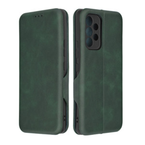 Husa Power Magnet compatibila cu Samsung Galaxy A53 5G, Interior catifea, Exterior piele, Tip carte, Suport card, Protectie camere, Inchidere magnetica, Verde inchis