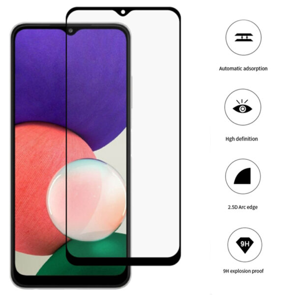 Folie COMANDO Ultra Thin Proof compatibila cu Samsung Galaxy A22 5G, Rezistenta ridicata la socuri, Acoperire completa a ecranului, Lipici adeziv pe intreaga suprafata, 0,3 mm, Cadru negru - 2