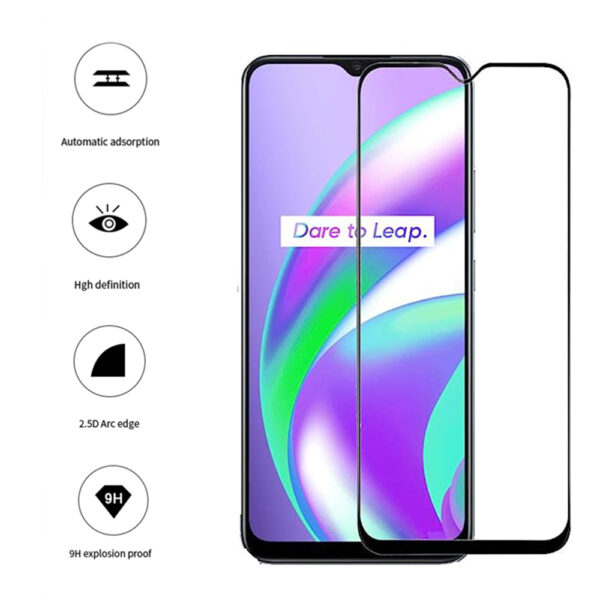 Folie COMANDO Ultra Thin Proof compatibila cu Realme C21, Rezistenta ridicata la socuri, Acoperire completa a ecranului, Lipici adeziv pe intreaga suprafata, 0,3 mm, Cadru negru - 2