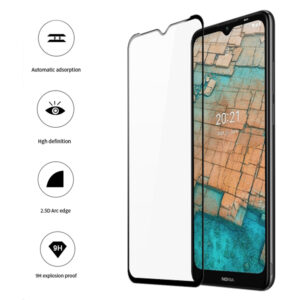 Folie COMANDO Ultra Thin Proof compatibila cu Nokia C20, Rezistenta ridicata la socuri, Acoperire completa a ecranului, Lipici adeziv pe intreaga suprafata, 0,3 mm, Cadru negru - 2