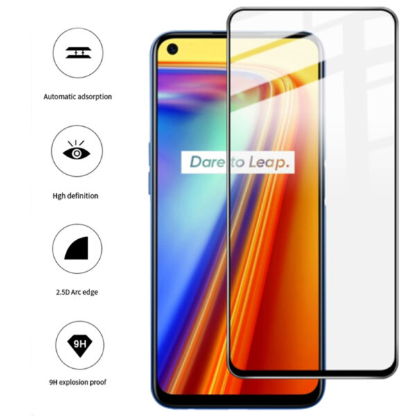 Folie COMANDO Ultra Thin Proof compatibila cu Realme 7 Pro, Rezistenta ridicata la socuri, Acoperire completa a ecranului, Lipici adeziv pe intreaga suprafata, 0,3 mm, Cadru negru - 2