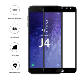 Folie COMANDO Ultra Thin Proof compatibila cu Samsung Galaxy J4 Plus, Rezistenta ridicata la socuri, Acoperire completa a ecranului, Lipici adeziv pe intreaga suprafata, 0,3 mm, Cadru negru - 2