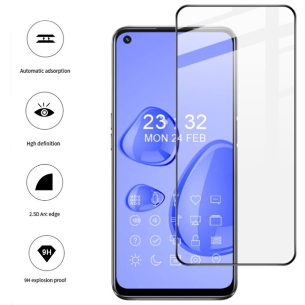 Folie COMANDO Ultra Thin Proof compatibila cu Oppo A74, Rezistenta ridicata la socuri, Acoperire completa a ecranului, Lipici adeziv pe intreaga suprafata, 0,3 mm, Cadru negru - 2