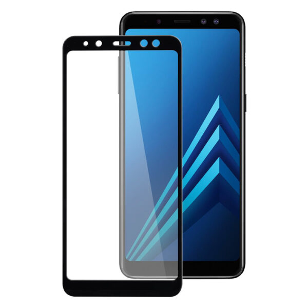 Folie COMANDO Ultra Thin Proof compatibila cu Samsung Galaxy A8 (2018), Rezistenta ridicata la socuri, Acoperire completa a ecranului, Lipici adeziv pe intreaga suprafata, 0,3 mm, Cadru negru