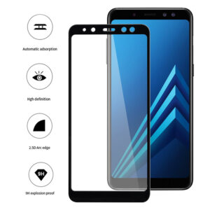 Folie COMANDO Ultra Thin Proof compatibila cu Samsung Galaxy A8 (2018), Rezistenta ridicata la socuri, Acoperire completa a ecranului, Lipici adeziv pe intreaga suprafata, 0,3 mm, Cadru negru - 3