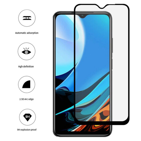 Folie COMANDO Ultra Thin Proof compatibila cu Xiaomi Redmi 9, Rezistenta ridicata la socuri, Acoperire completa a ecranului, Lipici adeziv pe intreaga suprafata, 0,3 mm, Cadru negru - 3