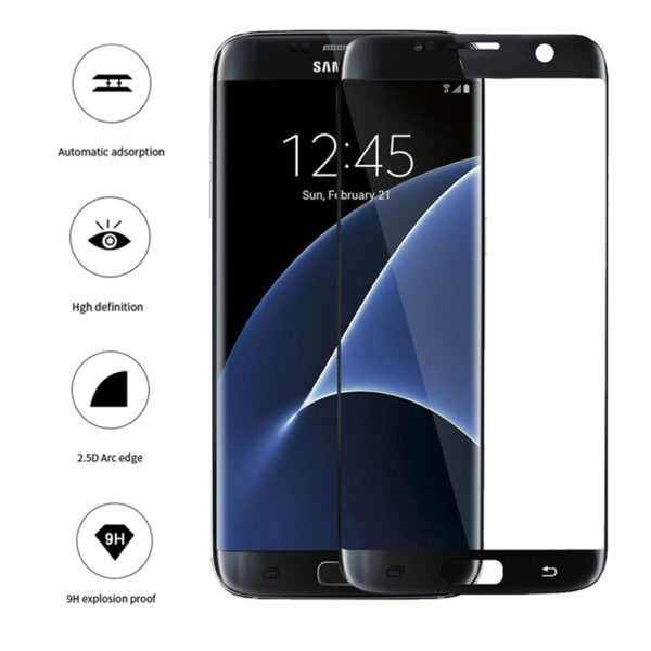 Folie COMANDO Ultra Thin Proof compatibila cu Samsung Galaxy S6, Rezistenta ridicata la socuri, Acoperire completa a ecranului, Lipici adeziv pe intreaga suprafata, 0,3 mm, Cadru negru - 3