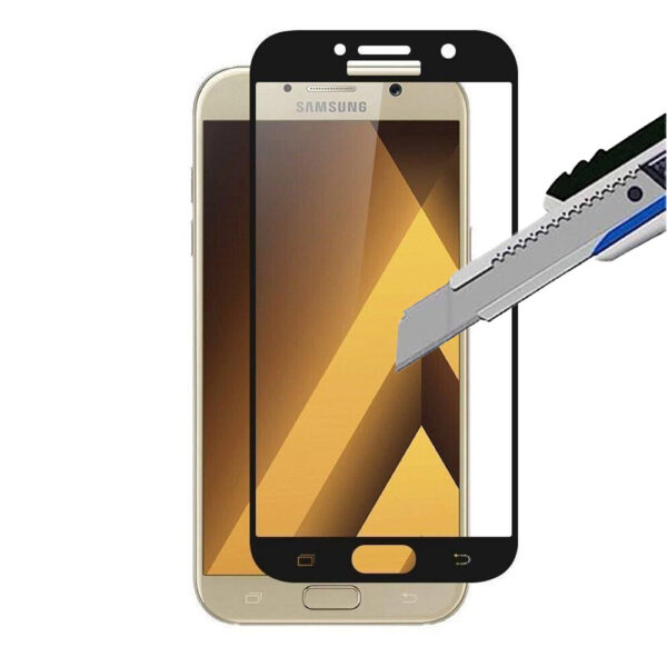 Folie COMANDO Ultra Thin Proof compatibila cu Samsung Galaxy A3 (2017), Rezistenta ridicata la socuri, Acoperire completa a ecranului, Lipici adeziv pe intreaga suprafata, 0,3 mm, Cadru negru - 2