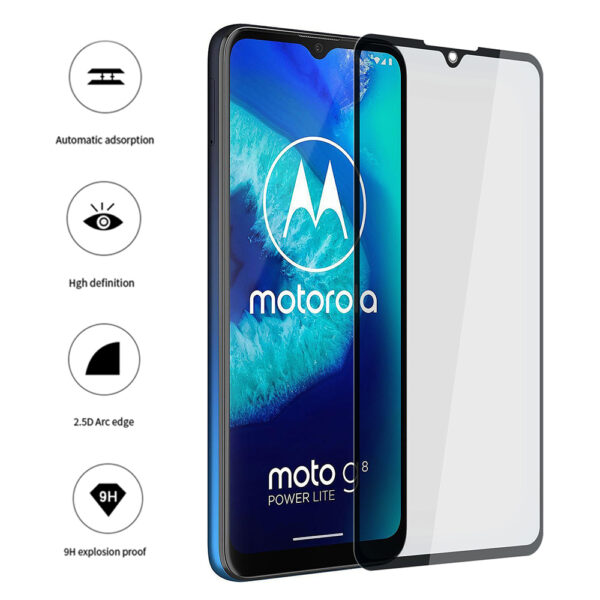 Folie COMANDO Ultra Thin Proof compatibila cu Motorola Moto G8 Power Lite, Rezistenta ridicata la socuri, Acoperire completa a ecranului, Lipici adeziv pe intreaga suprafata, 0,3 mm, Cadru negru - 3