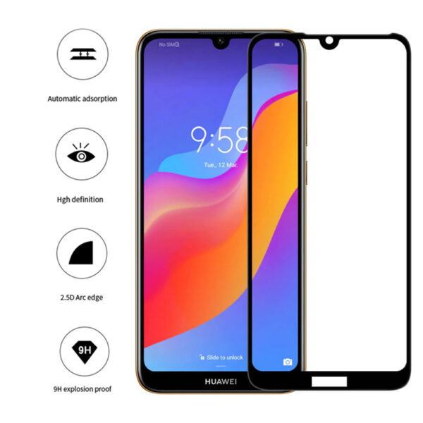 Folie COMANDO Ultra Thin Proof compatibila cu Huawei Y6 (2019), Rezistenta ridicata la socuri, Acoperire completa a ecranului, Lipici adeziv pe intreaga suprafata, 0,3 mm, Cadru negru - 3