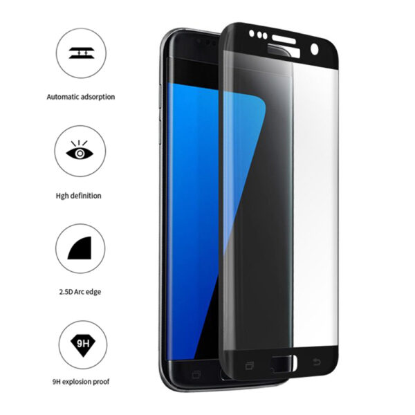 Folie COMANDO Ultra Thin Proof compatibila cu Samsung Galaxy S7, Rezistenta ridicata la socuri, Acoperire completa a ecranului, Lipici adeziv pe intreaga suprafata, 0,3 mm, Cadru negru - 3