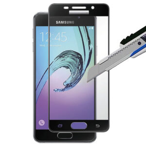 Folie COMANDO Ultra Thin Proof compatibila cu Samsung Galaxy A5 (2016), Rezistenta ridicata la socuri, Acoperire completa a ecranului, Lipici adeziv pe intreaga suprafata, 0,3 mm, Cadru negru - 2