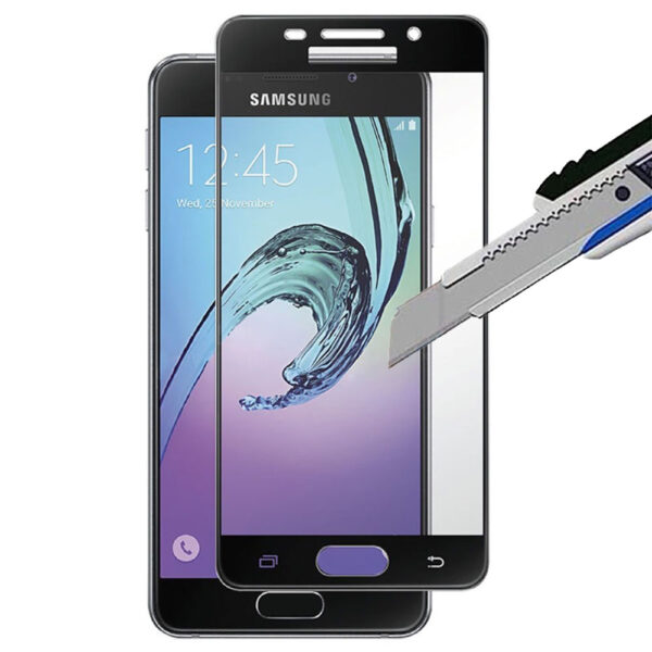 Folie COMANDO Ultra Thin Proof compatibila cu Samsung Galaxy A5 (2016), Rezistenta ridicata la socuri, Acoperire completa a ecranului, Lipici adeziv pe intreaga suprafata, 0,3 mm, Cadru negru - 2