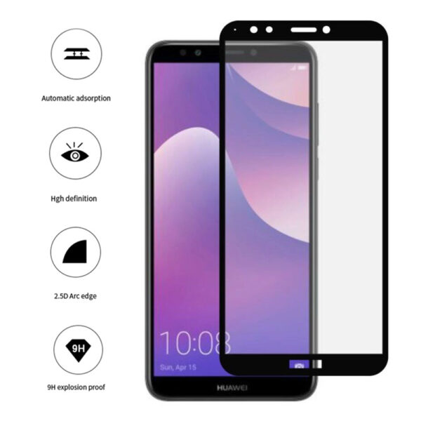 Folie COMANDO Ultra Thin Proof compatibila cu Huawei Y6 (2018), Rezistenta ridicata la socuri, Acoperire completa a ecranului, Lipici adeziv pe intreaga suprafata, 0,3 mm, Cadru negru - 3