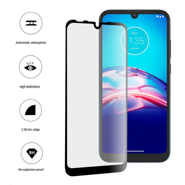 Folie COMANDO Ultra Thin Proof compatibila cu Motorola Moto E6 Plus, Rezistenta ridicata la socuri, Acoperire completa a ecranului, Lipici adeziv pe intreaga suprafata, 0,3 mm, Cadru negru - 3