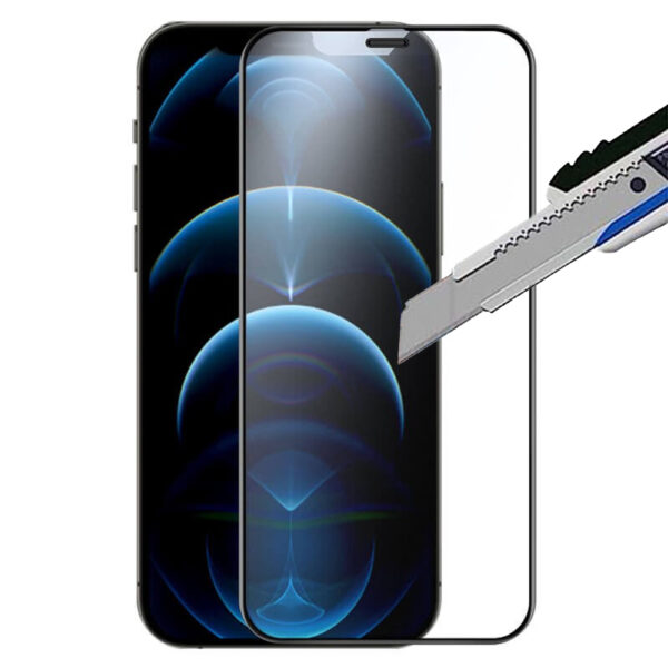 Folie COMANDO Ultra Thin Proof compatibila cu Apple iPhone 12 Pro, Rezistenta ridicata la socuri, Acoperire completa a ecranului, Lipici adeziv pe intreaga suprafata, 0,3 mm, Cadru negru - 2